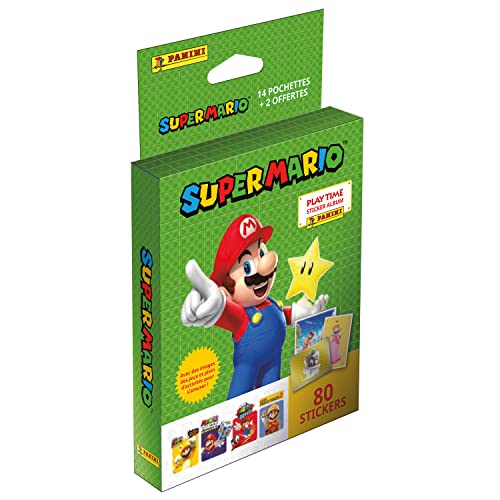 Panini Super Mario 004218KBF16 Blisterpackung mit 14 Taschen + 2 gratis Aufklebern von Panini