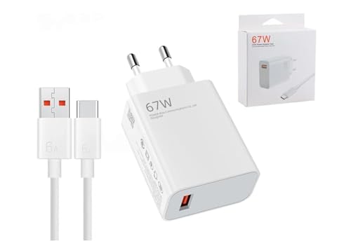 67W Ladegerät mit 1 Meter Ladekabel USB-C | Wandladegerät Schnellladegerät Hypercharge Kompatibel mit Xiaomi 14 13 12 13t 12t 12s Pro Lite Redmi Note K70 K60 K50 12 11 Pro Plus Black Shark 3 4 5 von Panlouting
