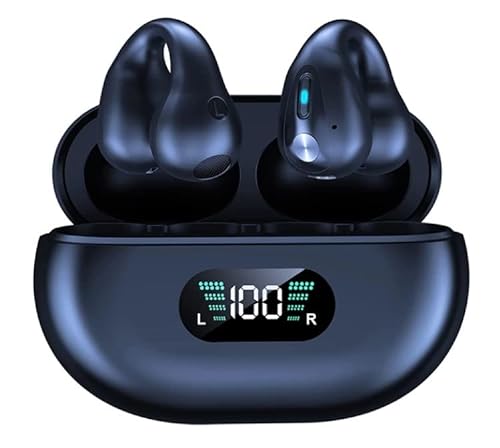 Bluetooth 5.3 Kopfhörer Open Ear Clip-on HD Stereo IPX5 Wasserdicht Geräuschunterdrückung Berührungssteuerung Mikrofon LED-Leistungsanzeige mit Ladebox für Sport Radfahren Fitnessstudio Fahren Laufen von Panlouting