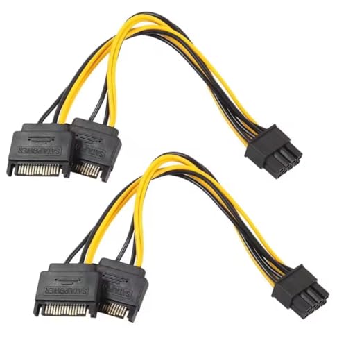 Panlouting 2 Pack | SATA Splitterkabel | 15-Pin + 15-Pin + PCI Express 8-Pin Stromkabel | PCIe GPU Grafikkarten Netzteiladapterkabel | 20cm von Panlouting