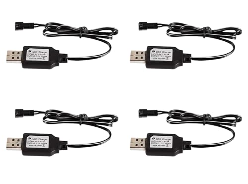 4 Pack | USB Ladekabel 7,2V mit SM-2P Anschluss für 7,2V NI-Cd NI-Mh Akku LiPo Akkus | Für RC-Auto Drohnen Spielzeug 4 Pack | USB Ladekabel 7,2V mit SM-2P Anschluss für 7,2V NI-Cd NI-Mh Akku LiPo Akkus | Für RC-Auto Drohnen Spielzeug von Panlouting
