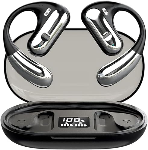 Panlouting Bluetooth 5.3 Kopfhörer | Open Ear Clip-On | Wasserdicht | LED Anzeige | 8 Stunden Dauerbetrieb | Mikrofon mit Geräuschunterdrückung | Für Laufen, Fitnessstudio, Radfahren, Wandern von Panlouting