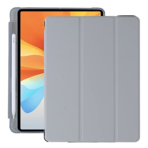 Amazon Marke - Hülle für iPad 10,2 Zoll 9./8./7. Gen (2021/2020/2019) - PU Leder Tasche Schutzhülle mit Transluzent Rücken Deckel & Stifthalter, Auto Schlaf/Wach, Grau von Pansy