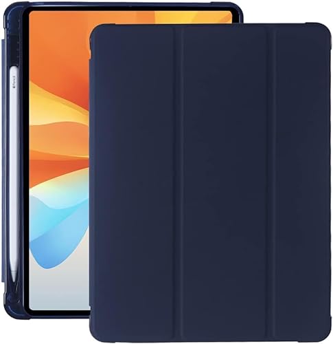 Amazon Marke - Hülle für iPad 10,2 Zoll 9./8./7. Gen (2021/2020/2019) - PU Leder Tasche Schutzhülle mit Transluzent Rücken Deckel & Stifthalter, Auto Schlaf/Wach, Marineblau von Pansy