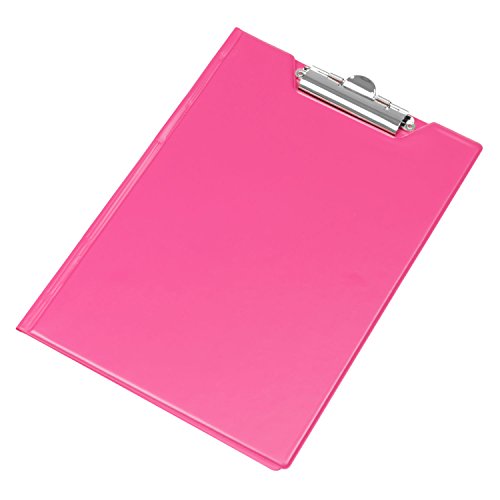 Schreibmappe Klemmbrett mit Schutzklappe Mappe rosa Schreibbrett Schreibblock DIN A4 Metallhalter Clip PVC von PantaPlast