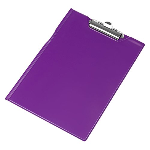 Schreibmappe Klemmbrett mit Schutzklappe Mappe violett Schreibbrett Schreibblock DIN A4 Metallhalter Clip PVC von PantaPlast
