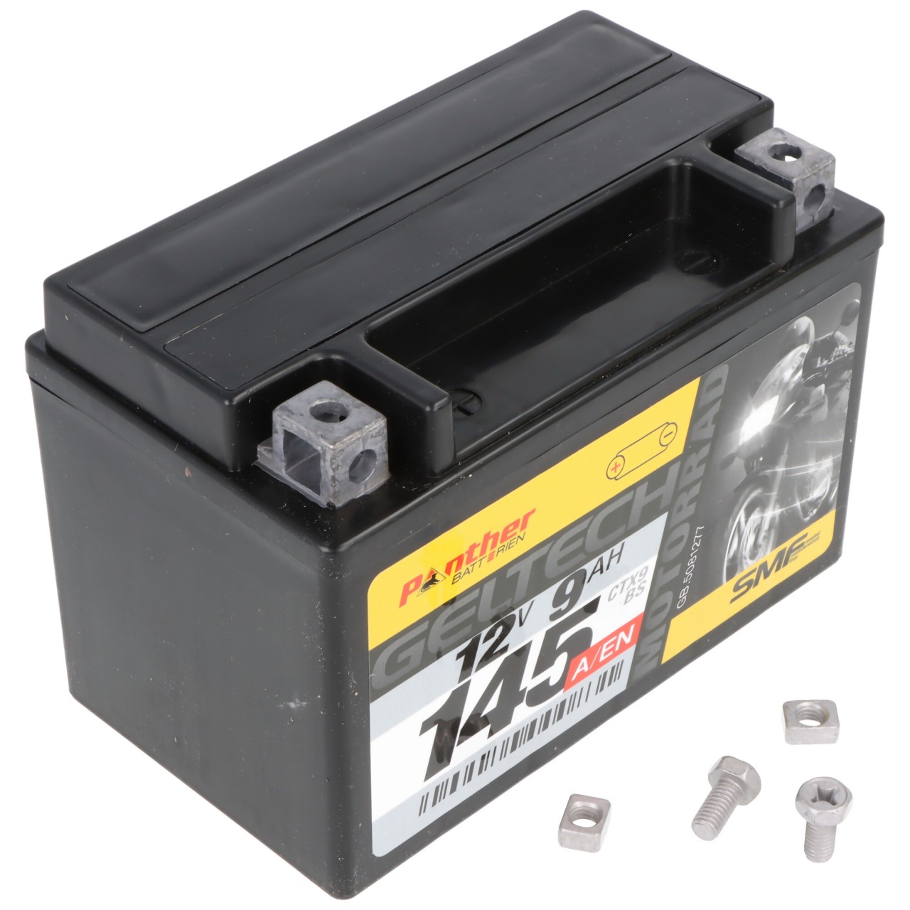 Panther Motorrad Gel 50812 12V 8Ah 80A (EN) ETN 508 0 12 008, DIN 50812, Japan CTX9-BS Bleiakku AGM Blei Gel Akku von Panther