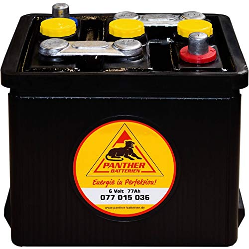 Panther Oldtimer-Batterie 6V 77Ah Autobatterie 07715 Starterbatterie Hartgummi von Panther