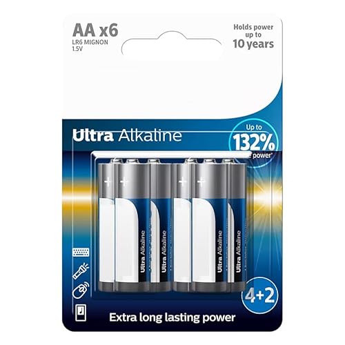 Ultra Alkaline AA/LR6 Alkaline Batterie 4+2 Stück, 30% mehr Haltbarkeit, für hohen Verbrauch von Panther