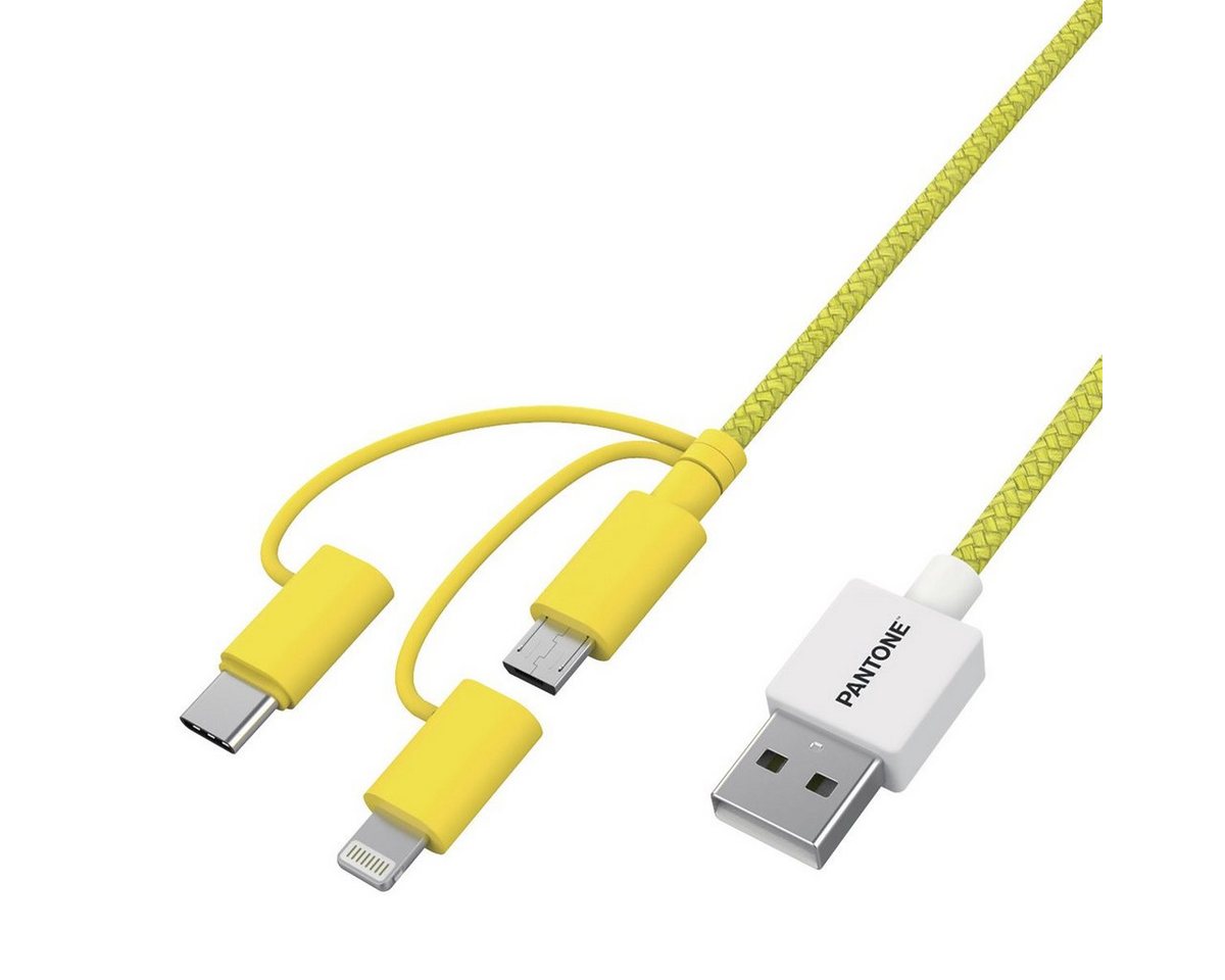 Pantone Universe PANTONE 3in1 Kabel gelb 1,2 m USB-C, Lightning und Micro USB Smartphone-Kabel von Pantone Universe