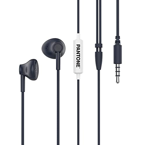 Pantone Celly, Kopfhörer, In-Ear-Kopfhörer mit Tropfenkapseln, Fernsteuerung und integriertes Mikrofon, Kabellänge 1 m, Klinkenstecker 3,5 mm, Navy, PT-WDE001N, Einheitsgröße von Pantone