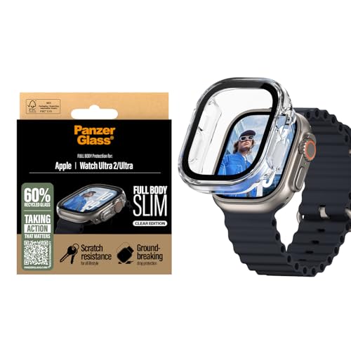 PanzerGlass® Hartschale für Apple Watch Ultra 2024 Transparent, gehärteter Glasschutz, schlankes Stoßfänger-Design, Rundumschutz von Panzer Glass