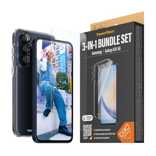 PanzerGlass™ 360-Grad 3-in-1 Schutzpaket für Samsung Galaxy A35 - Ultimativer Schutz, Umweltfreundlich und Einfache Installation von Panzer Glass