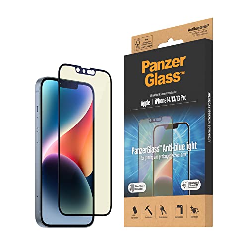 PanzerGlass™ Anti-Blue light Displayschutz für iPhone 14 | 13 | 13 Pro - kratzfester und augenschonender Screen Protector mit Blaulichtfilter für Retinaschutz - mit Positionierhilfe von Panzer Glass