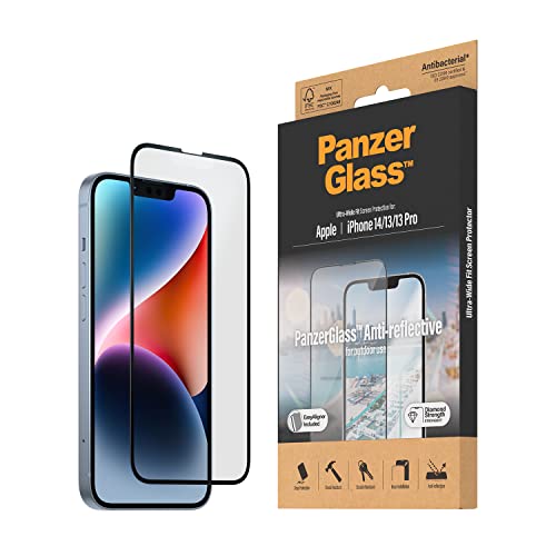 PanzerGlass™ Anti-Reflective Displayschutz für iPhone 14 | 13 | 13 Pro - kratzfestes, entspiegeltes iPhone Schutzglas mit matter Oberfläche - Schutz bis zum Displayrand und Case Friendly von Panzer Glass