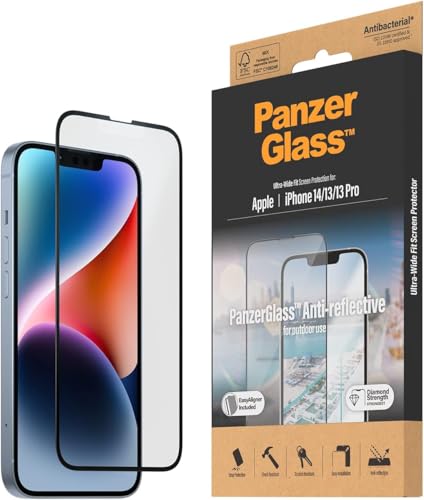 PanzerGlass™ Anti-Reflective Displayschutz für iPhone 14 | 13 | 13 Pro - kratzfestes, entspiegeltes iPhone Schutzglas mit matter Oberfläche - Schutz bis zum Displayrand und Case Friendly von Panzer Glass