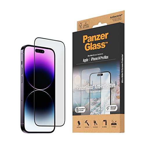 PanzerGlass™ Anti-Reflective Displayschutz für iPhone 14 Pro Max - entspiegeltes iPhone Schutzglas mit matter Oberfläche - Schutz bis zum Displayrand und Case Friendly - mit Positionierhilfe von Panzer Glass