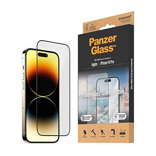 PanzerGlass™ Anti-Reflective Displayschutz für iPhone 14 Pro - kratzfestes, entspiegeltes iPhone Schutzglas mit matter Oberfläche - Schutz bis zum Displayrand und Case Friendly - Positionierhilfe von Panzer Glass