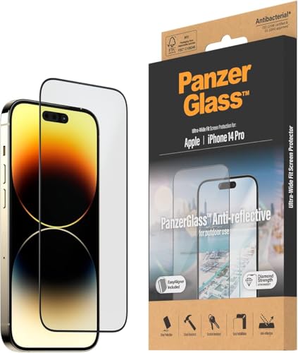 PanzerGlass™ Anti-Reflective Displayschutz für iPhone 14 Pro - kratzfestes, entspiegeltes iPhone Schutzglas mit matter Oberfläche - Schutz bis zum Displayrand und Case Friendly - Positionierhilfe von Panzer Glass