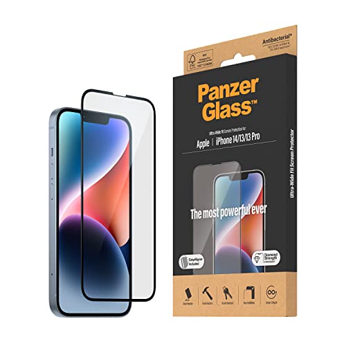 PanzerGlass™ Clear Glass Displayschutz für iPhone 14 | 13 | 13 Pro - Screen Protector aus tempered Glas mit vollständigem Bildschirmschutz und Anti-Fingerprint Beschichtung - mit Positionierhilfe von Panzer Glass