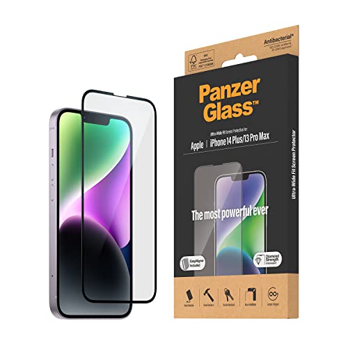 PanzerGlass™ Clear Glass Displayschutz für iPhone 14 Plus | 13 Pro Max - Screen Protector aus tempered Glas mit vollständiger Abdeckung und Anti-Fingerprint Beschichtung - mit Positionierhilfe von Panzer Glass