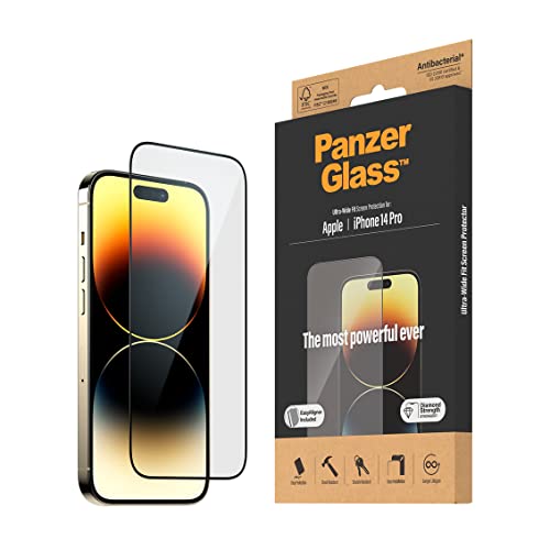 PanzerGlass™ Clear Glass Displayschutz für iPhone 14 Pro - Screen Protector aus tempered Glas mit vollständigem Bildschirmschutz und Anti-Fingerprint Beschichtung - mit Positionierhilfe von Panzer Glass
