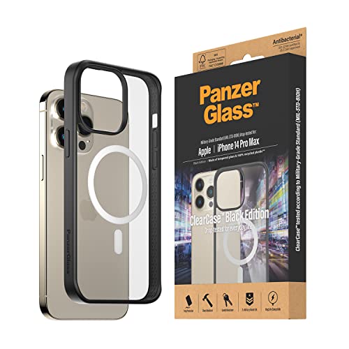 PanzerGlass™ ClearCase™ Schutzhülle für iPhone 14 Pro Max - MagSafe kompatible iPhone Schutzhülle - Rückseite aus gehärtetem Glas mit stoßdämpfendem TPU-Rahmen - Military Grade Standard von Panzer Glass