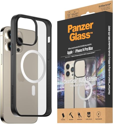 PanzerGlass™ ClearCase™ Schutzhülle für iPhone 14 Pro Max - MagSafe kompatible iPhone Schutzhülle - Rückseite aus gehärtetem Glas mit stoßdämpfendem TPU-Rahmen - Military Grade Standard von Panzer Glass