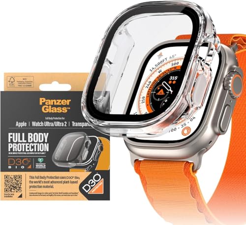 PanzerGlass™ Display-Schutz für Apple Watch Ultra 2 2023 - Ganzkörper D3O® Schutzhülle gegen Kratzer und Stöße, aus gehärtetem Glas, Transparent von Panzer Glass