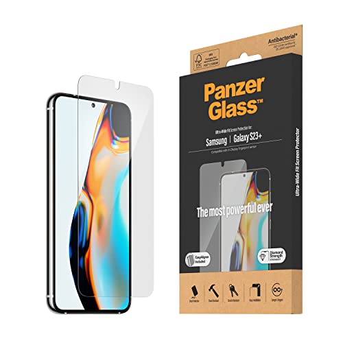 PanzerGlass™ Displayschutz für Samsung Galaxy S23+ - Screen Protector mit Ultra-Wide Fit für vollständige Displayabdeckung - Fingerabdrucksensor kompatibel, mit Positionierhilfe von Panzer Glass