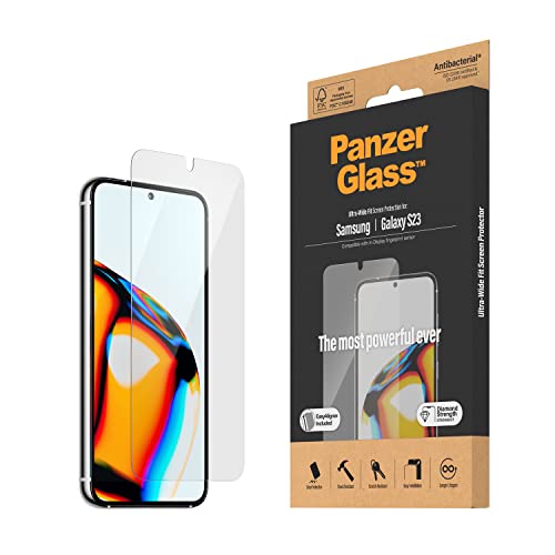 PanzerGlass™ Displayschutz für Samsung Galaxy S23 - Screen Protector mit Ultra-Wide Fit für vollständige Displayabdeckung - Fingerabdrucksensor kompatibel, mit Positionierhilfe von Panzer Glass