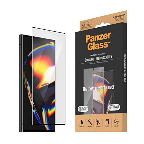 PanzerGlass™ Displayschutz für Samsung Galaxy S23 Ultra - Screen Protector mit Ultra-Wide Fit für vollständige Displayabdeckung - Fingerabdrucksensor kompatibel, mit Positionierhilfe von Panzer Glass