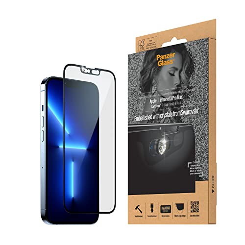 PanzerGlass™ Displayschutz für iPhone 13 Pro Max mit Swarovski CamSlider - gehärtetes Glas mit vollständiger Abdeckung und dabei Case Friendly, Schutzglas für iPhone 13 Pro Max von Panzer Glass