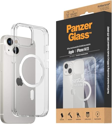 PanzerGlass™ HardCase Schutzhülle für iPhone 14 | 13 - MagSafe kompatibles iPhone Case - Rückseite aus stoßsicherem Kunststoff mit stoßdämpfendem TPU-Rahmen - dreifacher Militärstandard von Panzer Glass