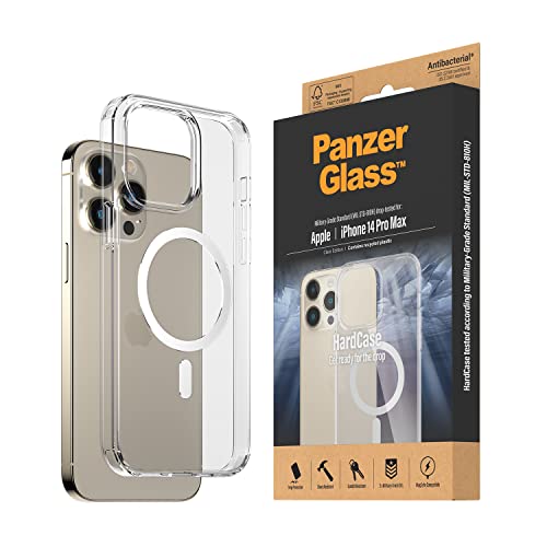 PanzerGlass™ HardCase Schutzhülle für iPhone 14 Pro Max - MagSafe kompatibles iPhone Case - Rückseite aus stoßsicherem Kunststoff mit stoßdämpfendem TPU-Rahmen - dreifacher Militärstandard von Panzer Glass