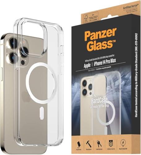 PanzerGlass™ HardCase Schutzhülle für iPhone 14 Pro Max - MagSafe kompatibles iPhone Case - Rückseite aus stoßsicherem Kunststoff mit stoßdämpfendem TPU-Rahmen - dreifacher Militärstandard von Panzer Glass