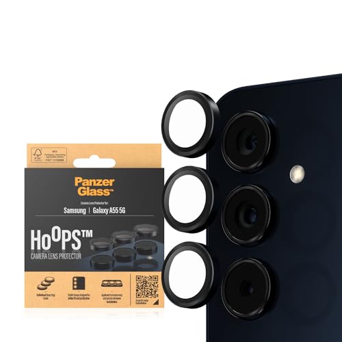PanzerGlass™ Hoops Kamera Schutz für Samsung Galaxy A55 - Stilvoller Schutz, Einfache Installation, Kristallklar von Panzer Glass