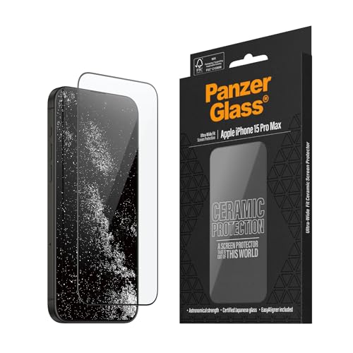 PanzerGlass™ Keramik schutz Glas für iPhone 15 Pro Max - 5x stärkerer Displayschutz, Ohara-Glas mit astronomischer Stärke, Ultra-Klar Displayschutzfolie, Anti-Kratzer, Bläschenfrei von Panzer Glass