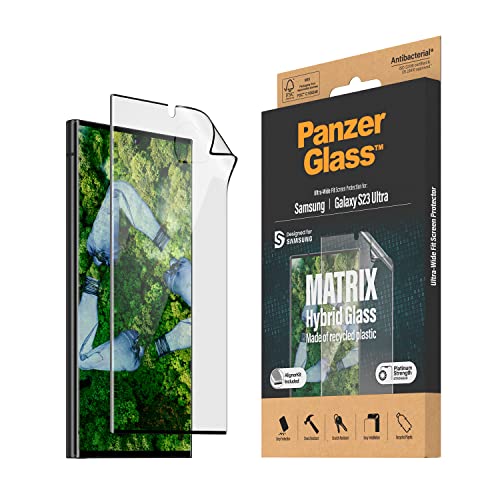 PanzerGlass™ MATRIX Displayschutz für Samsung Galaxy S23 Ultra - Displayschutzfolie aus 100% recyceltem Plastik - Ultra-Wide Fit - Fingerabdrucksensor kompatibel, mit Positionierhilfe von Panzer Glass