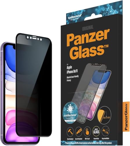 PanzerGlass™ Privacy Screen Protector für iPhone XR 11 mit Privacy Filter, vollständige Abdeckung, Case Friendly, Anti Fingerprint, Anti Bakteriell, gehärtetes Glas, Panzerglas mit Sichtschutz von Panzer Glass