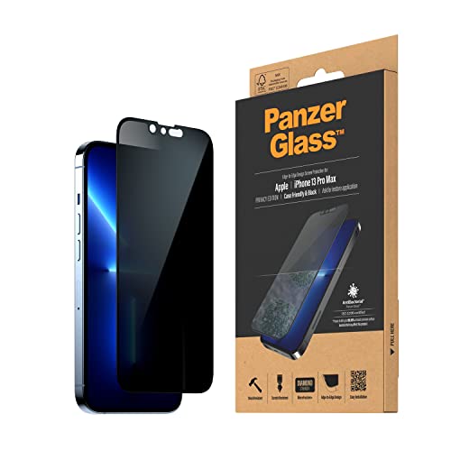 PanzerGlass™ Privacy Screen Protector mit Kamera Abdeckung für iPhone 13 Pro Max, vollständige Abdeckung, Case Friendly, Anti Fingerabdruck, Anti Bakteriell, gehärtetes Glas, kratzfest von Panzer Glass