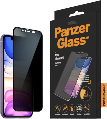 PanzerGlass™ Privacy Screen Protector mit Kamera Abdeckung für iPhone XR 11 vollständige Abdeckung, Case Friendly, Anti Fingerabdruck, Kamera Schieber iPhone, Displayschutz für iPhone XR von Panzer Glass