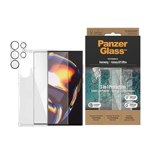 PanzerGlass™ Samsung S23 Ultra Bundle - Displayschutz, Kamera-Schutzglas und Schutzhülle - Samsung Komplettschutz aus gehärtetem Glas mit vollständiger Abdeckung, kratzfest & bruchsicher von Panzer Glass