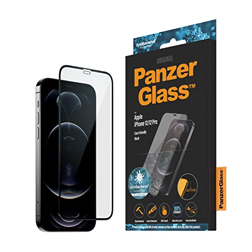 PanzerGlass™ Screen Protector für iPhone 12 12 Pro, vollständige Abdeckung, Case Friendly, Anti Fingerabdruck, Anti Bakteriell, gehärtetes Glas, kratzfest, Displayschutz, Glas Screen Protector von Panzer Glass