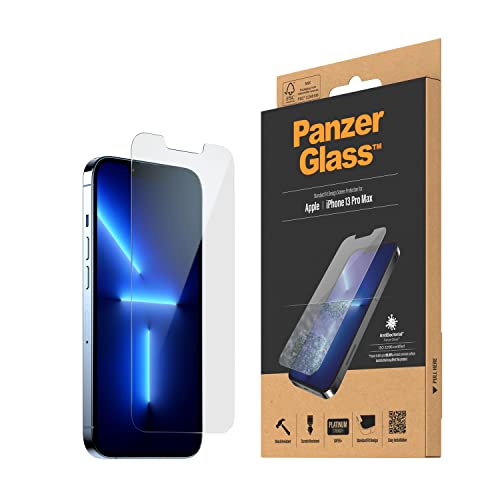 PanzerGlass™ Screen Protector für iPhone 13 Pro Max, Standard Fit iPhone Displayschutz, Anti Fingerabdruck, Anti Bakteriell, gehärtetes Glas, kratzfest, Glas Screen Protector, Smartphone Displayschutz von Panzer Glass