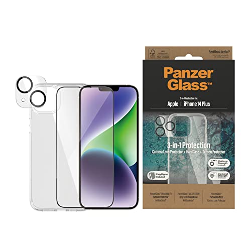 PanzerGlass™ iPhone 14 Plus Bundle - Displayschutz, Kamera-Schutzglas und iPhone Schutzhülle - iPhone Komplettschutz aus gehärtetem Glas mit vollständiger Abdeckung, kratzfest & bruchsicher von Panzer Glass
