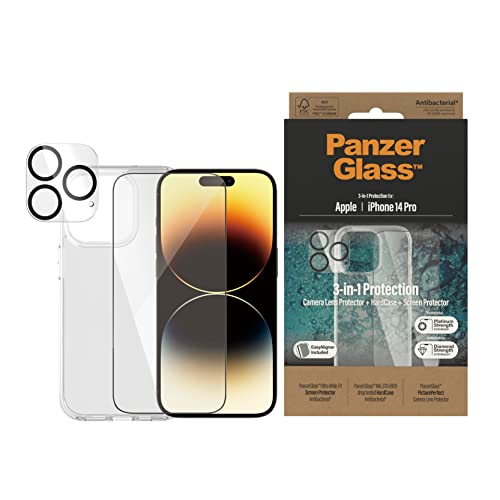 PanzerGlass™ iPhone 14 Pro Bundle - Displayschutz, Kamera-Schutzglas und iPhone Schutzhülle - iPhone Komplettschutz aus gehärtetem Glas mit vollständiger Abdeckung, kratzfest & bruchsicher… von Panzer Glass