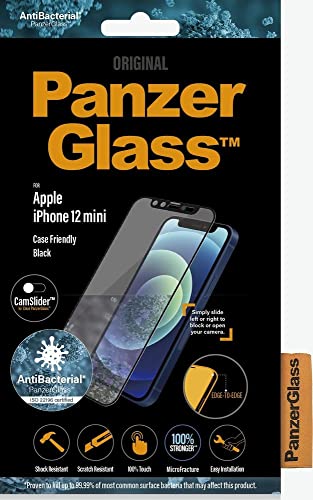 PanzerGlass antibakterielles Edge-to-Edge Schutzglas mit CamSlider passend für Apple iPhone 12 Mini von Panzer Glass