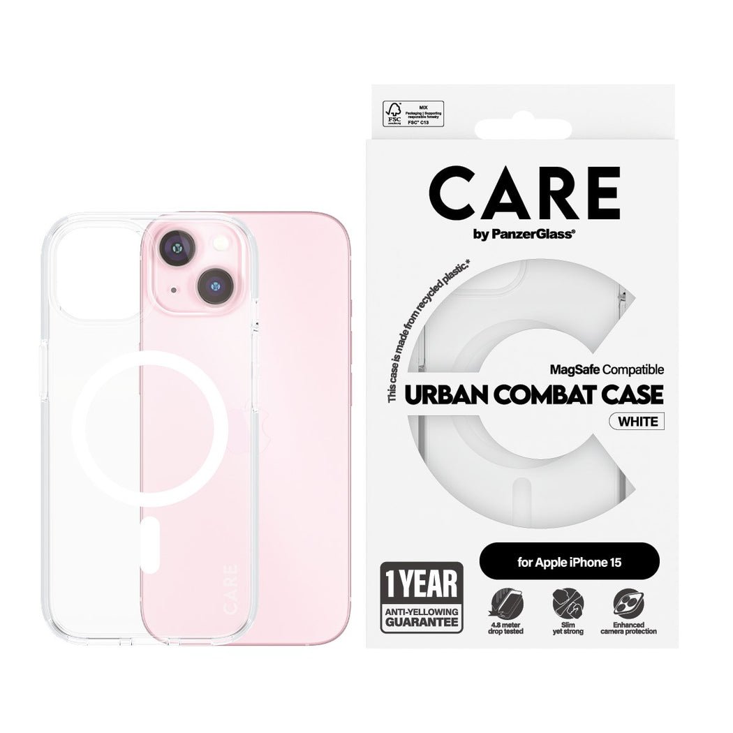 CARE by PanzerGlass - Flagship Case Transparent Urban Combat w. White MagSafe - iPhone 15 CARE by PanzerGlass - Flagship Case Transparent Urban Combat w. White MagSafe - iPhone 15 von Panzer