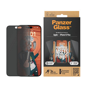 PanzerGlass™ Privacy UWF mit Applikator Display-Blickschutzglas für Apple iPhone 15 Plus von PanzerGlass™